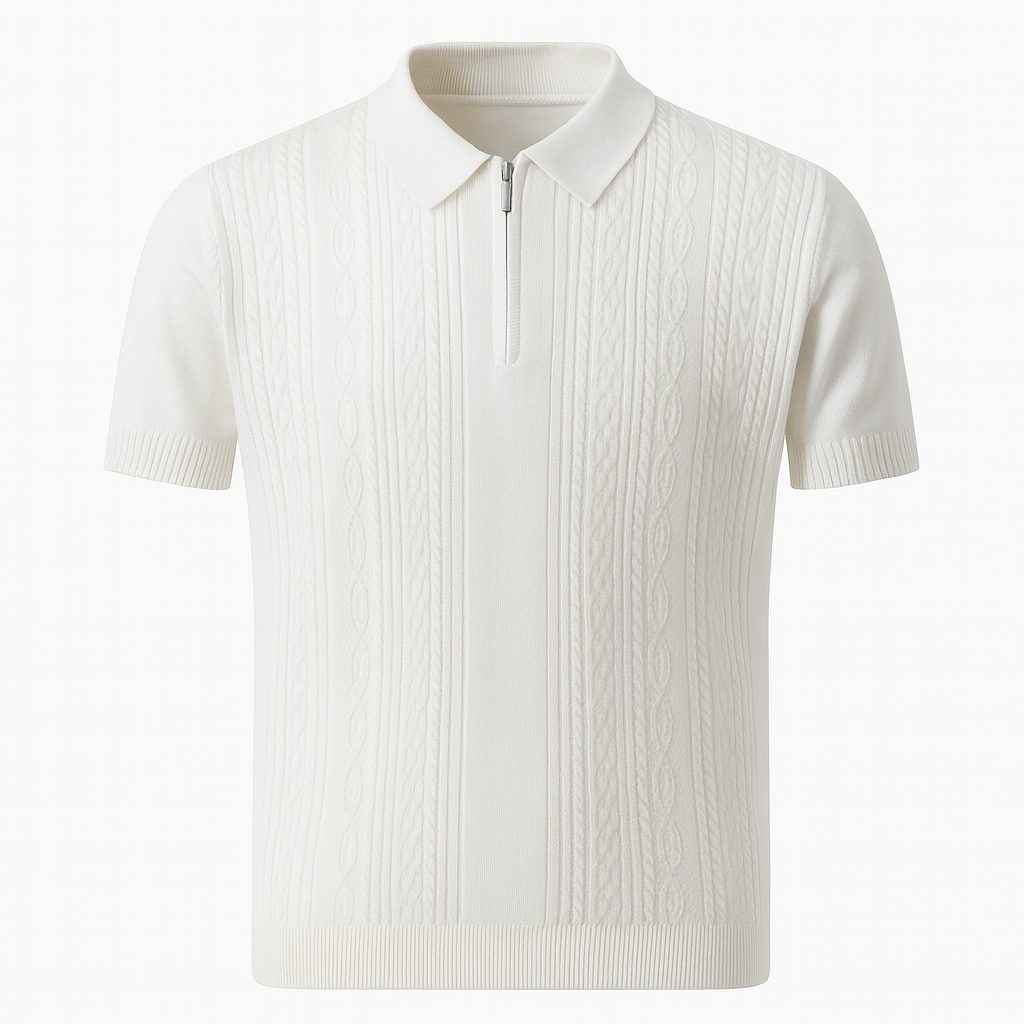 Axton Ice Silk Knit Polo – White Edition