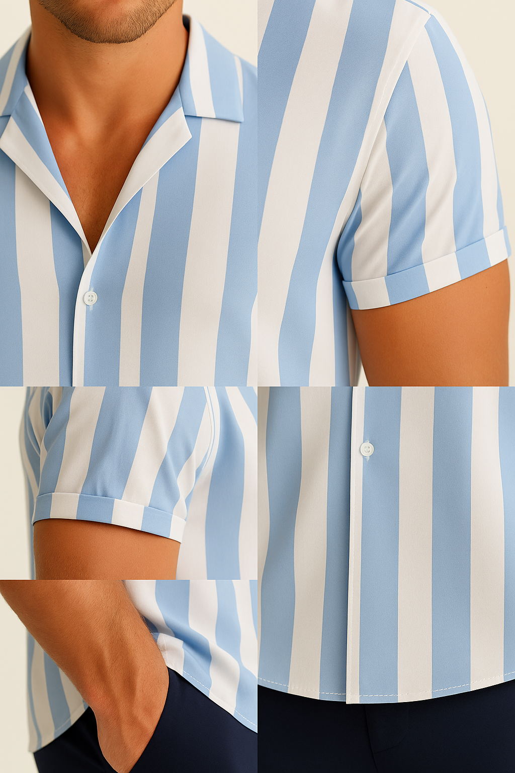 Axton London – Royal Blue Striped Lapel Shirt | Casual Luxury Menswear