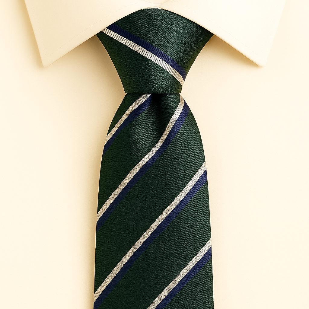 Axton London – Forest Green Striped Silk Tie Set | Luxury Men’s Accessories