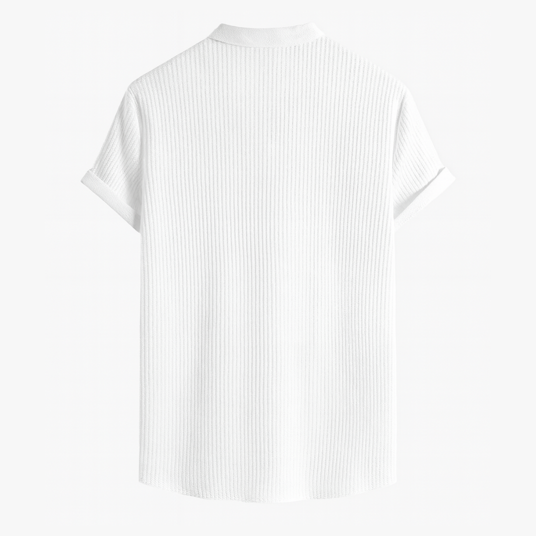 Axton London – Camden Off-White Striped Polo | Modern Retro Knitwear