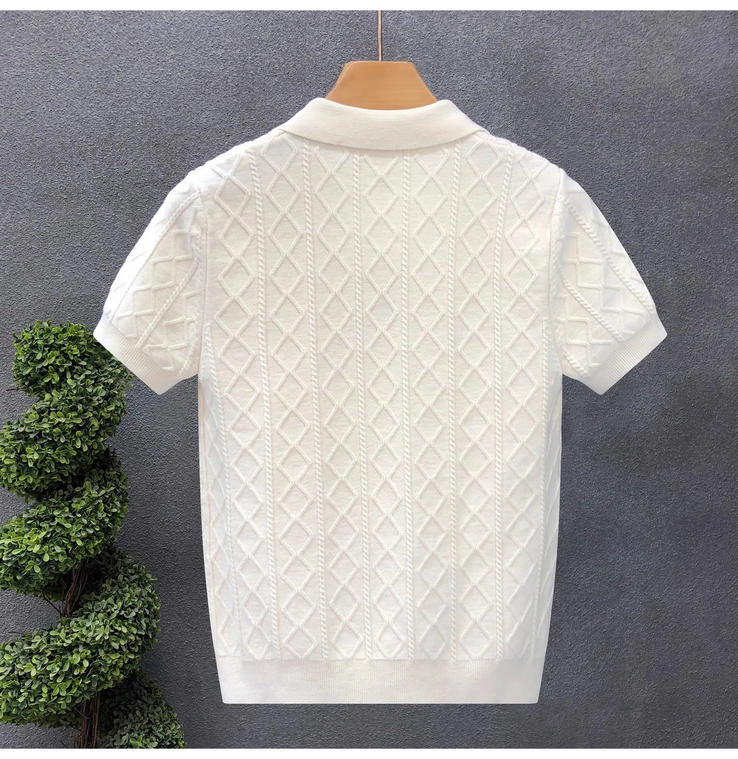 Axton Casual Knit Polo – Summer White Edition