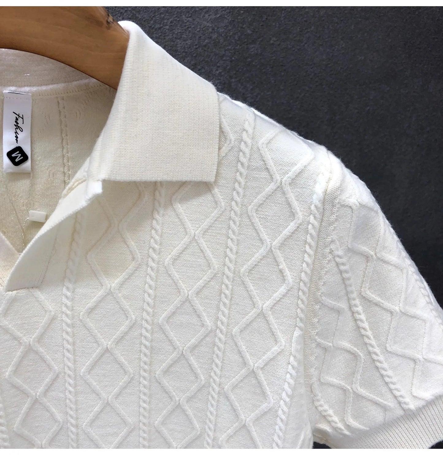 Axton Casual Knit Polo – Summer White Edition