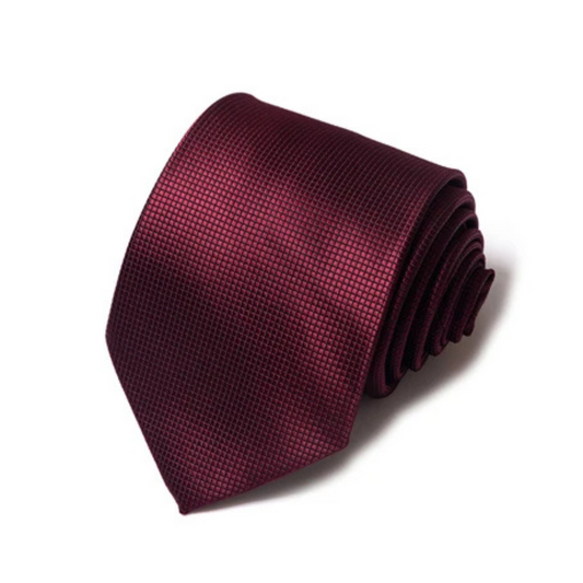 Axton London – Classic Silk Tie Set in Deep Burgundy with Black Micro-Check | Handmade Elegance
