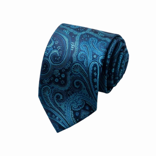Axton London – Teal & Navy Baroque Silk Tie Set | Luxury Men’s Accessories