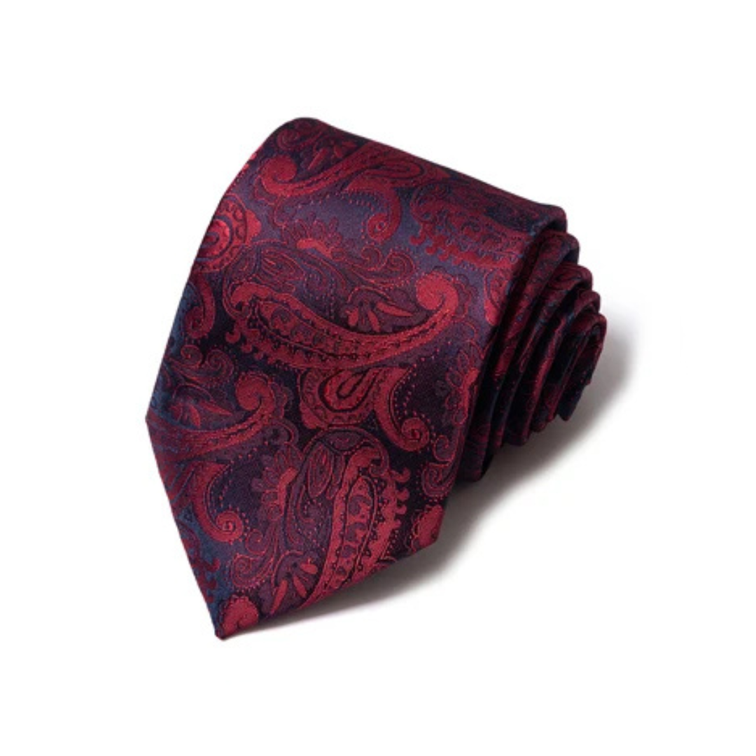 Axton London – Burgundy and Navy Paisley Silk Tie Set | Classic Men’s Accessories