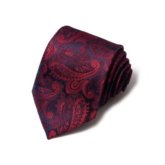 Axton London – Burgundy and Navy Paisley Silk Tie Set | Classic Men’s Accessories
