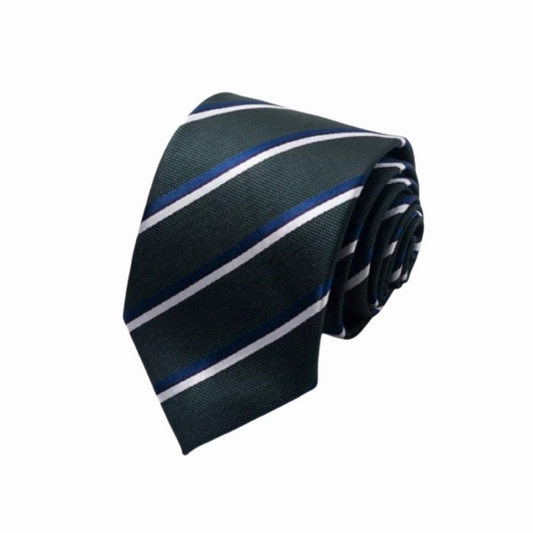 Axton London – Forest Green Striped Silk Tie Set | Luxury Men’s Accessories