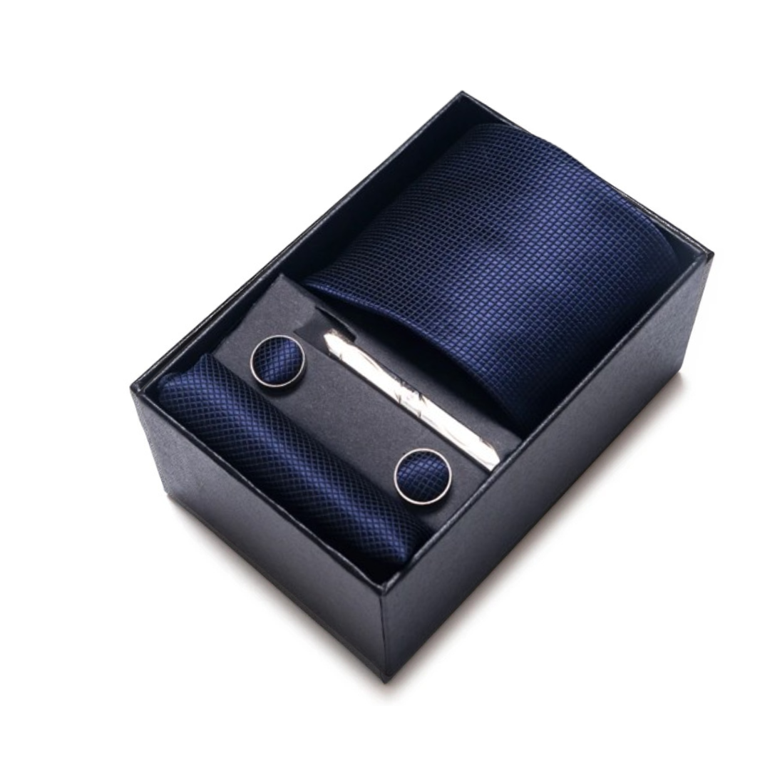 Axton London – Midnight Navy Textured Silk Tie Set | Luxury Men’s Accessories