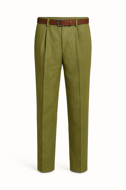 Axton London – Mayfair Khaki Linen Trousers | Timeless Smart-Casual Elegance