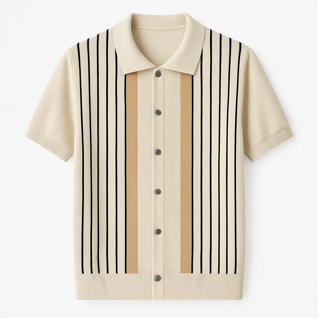Axton London Camden Striped Polo – Light Luxury Knitwear