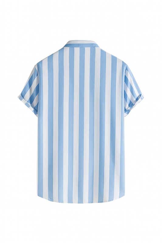 Axton London – Royal Blue Striped Lapel Shirt | Casual Luxury Menswear