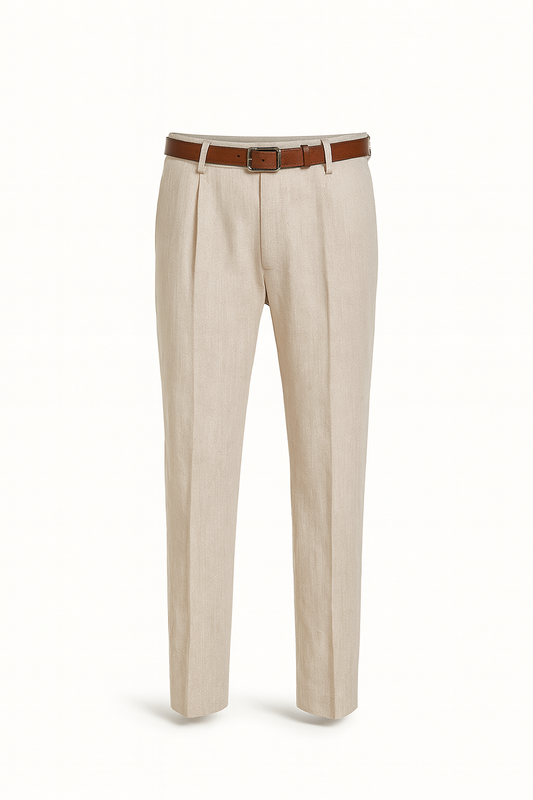 Axton London – Mayfair Beige Linen Trousers | Timeless Smart-Casual Elegance