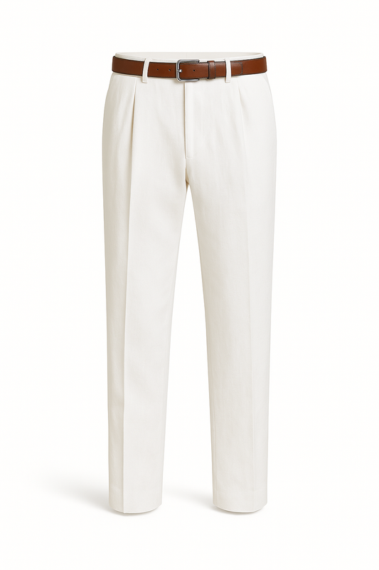 Axton London – Mayfair White Linen Trousers | Timeless Smart-Casual Elegance