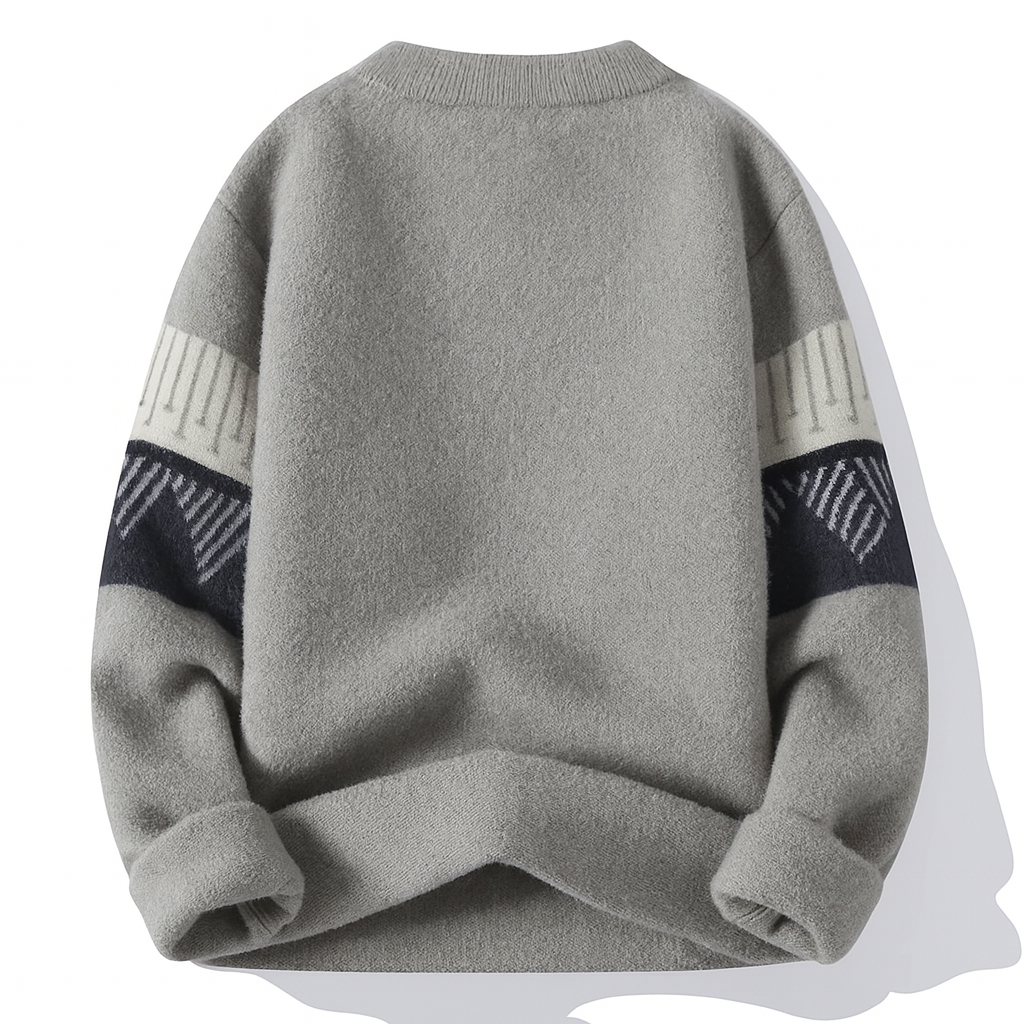 Axton London – Classic Gray Cashmere Crew Neck Sweater | Timeless British Elegance