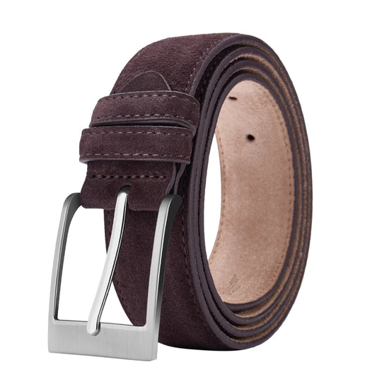 Axton London – Dark Brown Suede Leather Belt | Classic Genuine Cowhide