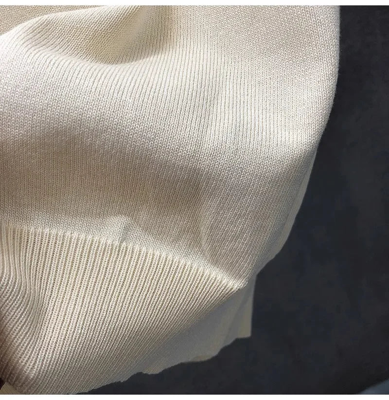 Axton Striped Knit Tee — Beige Apricot Edition
