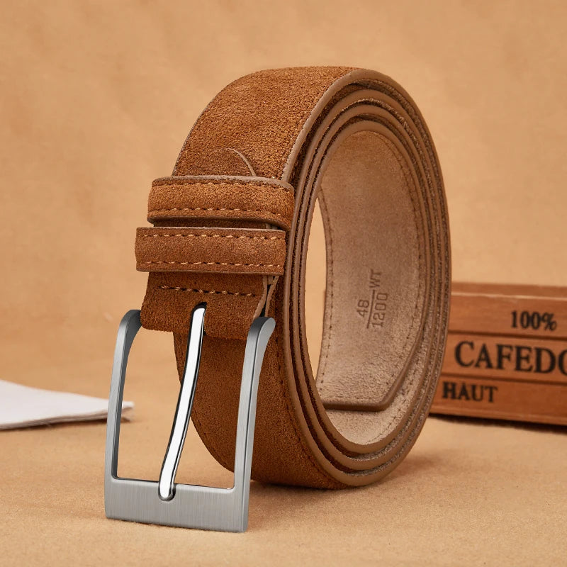 Axton London – Light Brown Suede Leather Belt | Classic Versatile Elegance