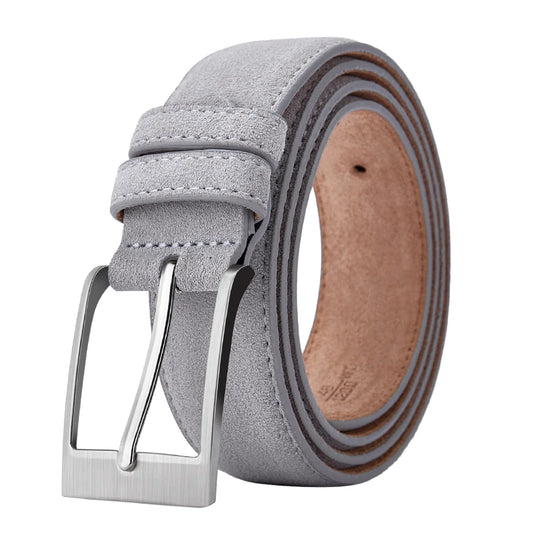 Axton London – Light Grey Suede Leather Belt | Classic British Elegance