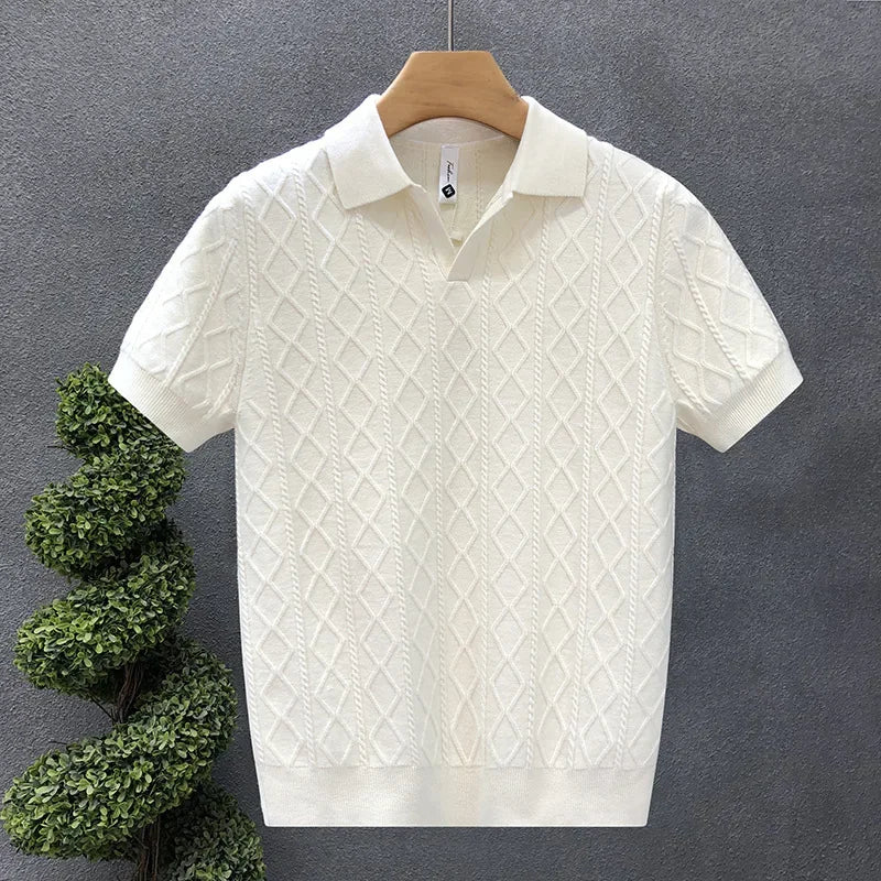 Axton Casual Knit Polo – Summer White Edition