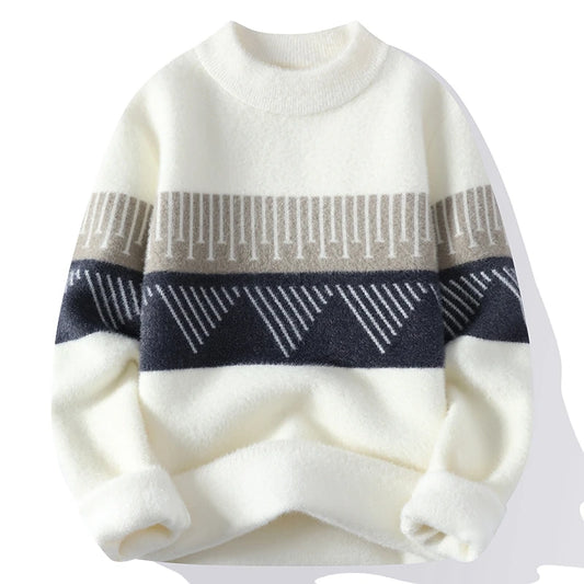 Axton London – Classic White Cashmere Crew Neck Sweater | Timeless British Elegance