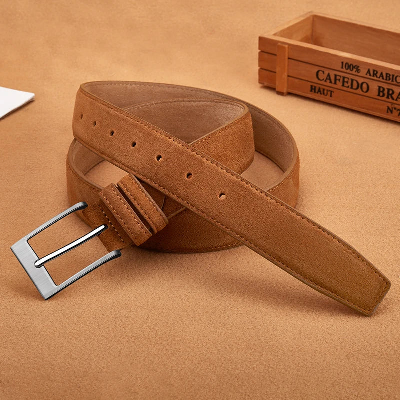 Axton London – Light Brown Suede Leather Belt | Classic Versatile Elegance