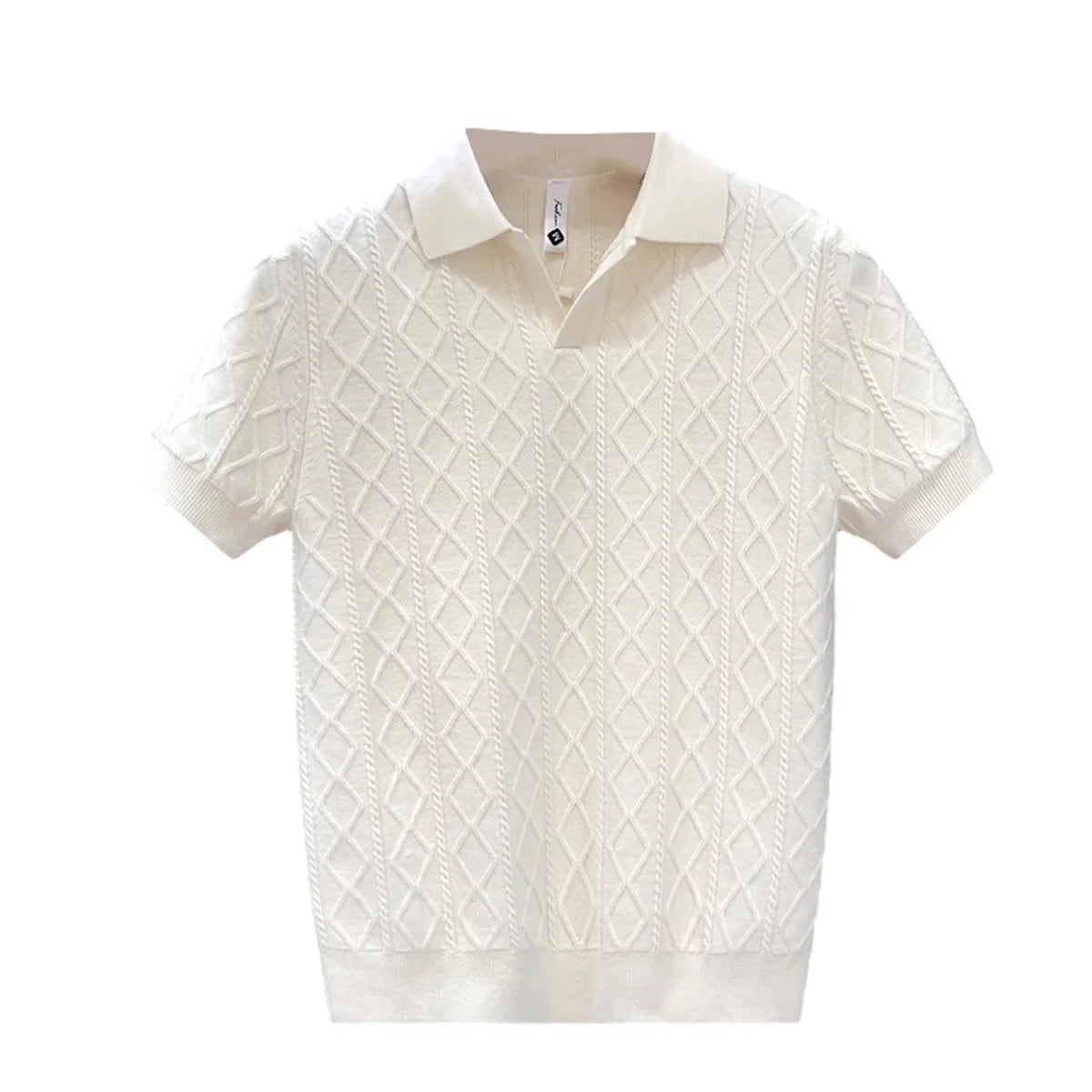 Axton Casual Knit Polo – Summer White Edition