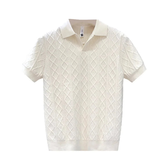 Axton Casual Knit Polo – Summer White Edition