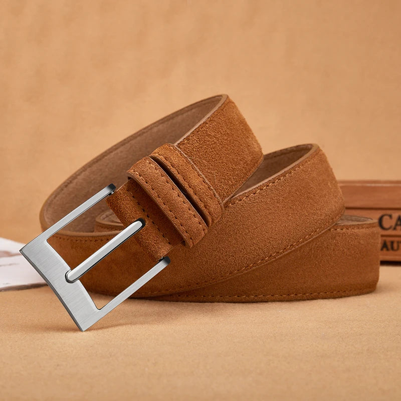 Axton London – Light Brown Suede Leather Belt | Classic Versatile Elegance