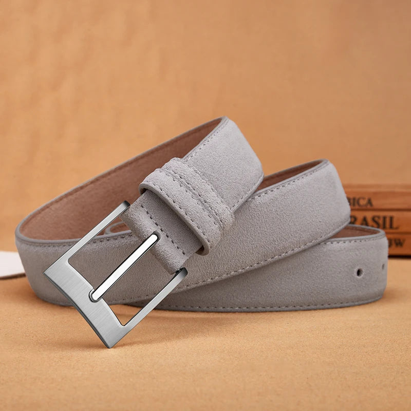 Axton London – Light Grey Suede Leather Belt | Classic British Elegance