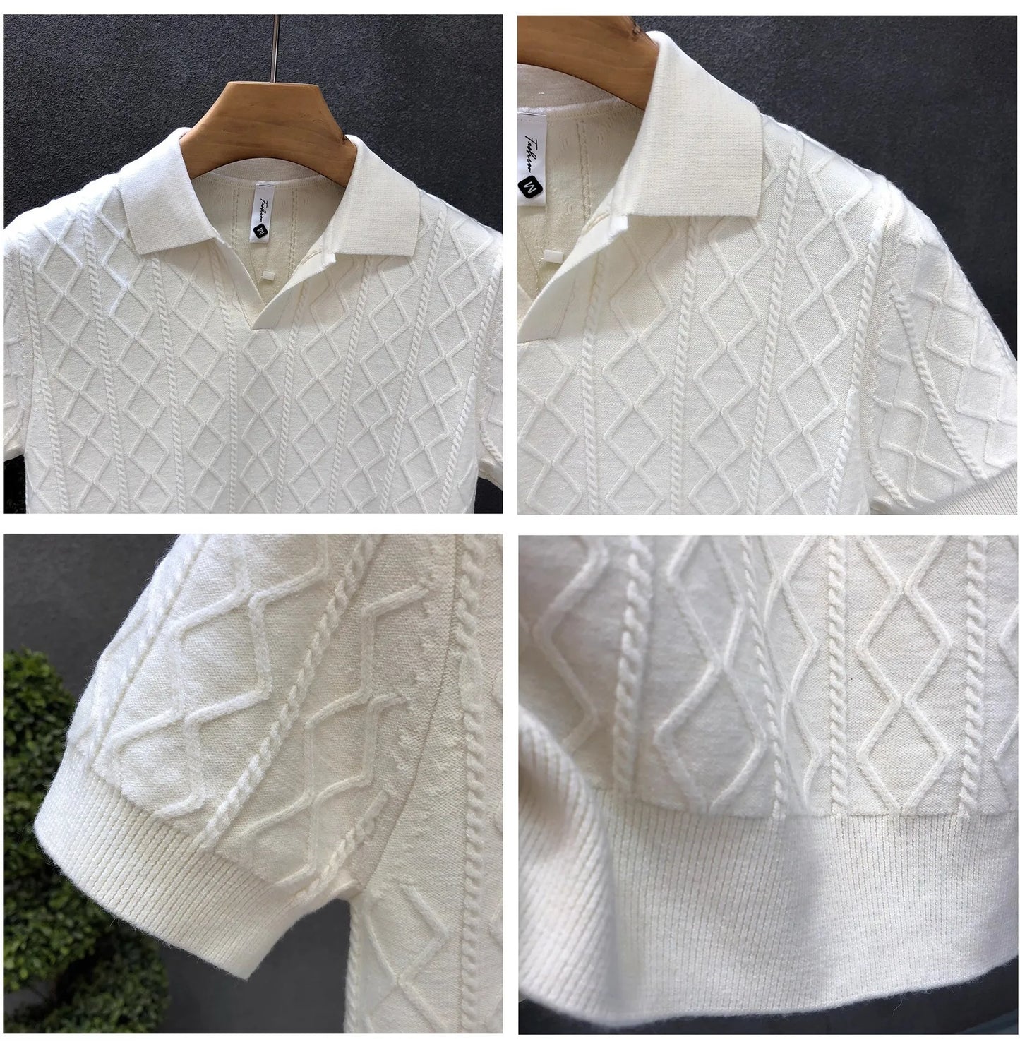 Axton Casual Knit Polo – Summer White Edition
