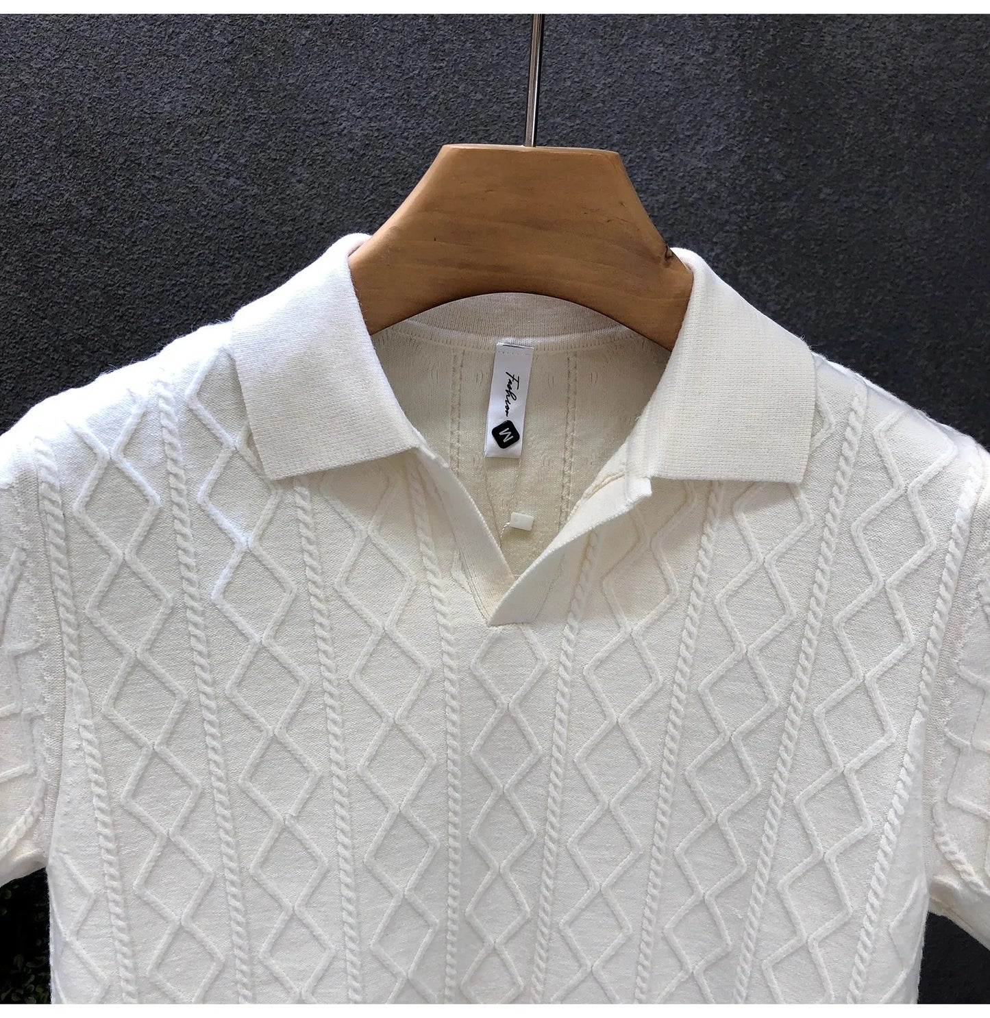 Axton Casual Knit Polo – Summer White Edition