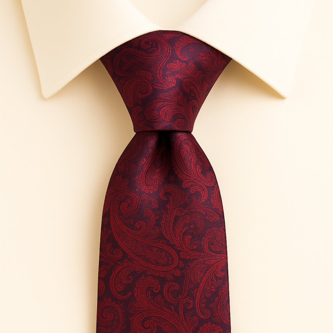 Axton London – Burgundy and Navy Paisley Silk Tie Set | Classic Men’s Accessories